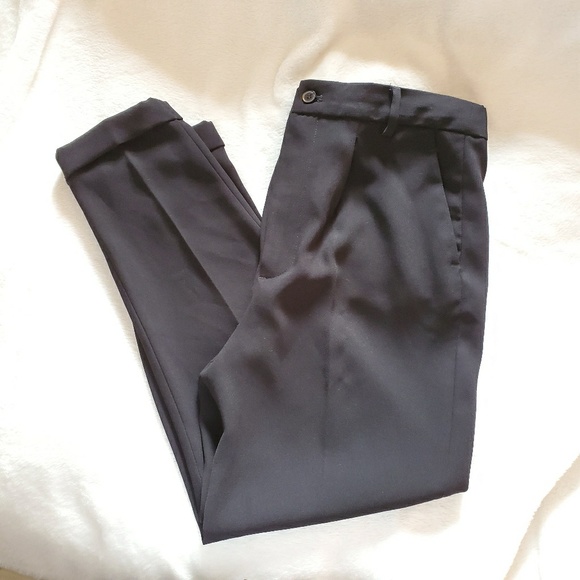 womens black tapered dress pants